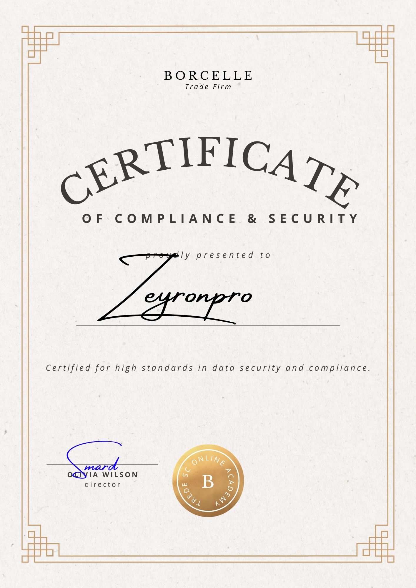 Zeyronpro Certification